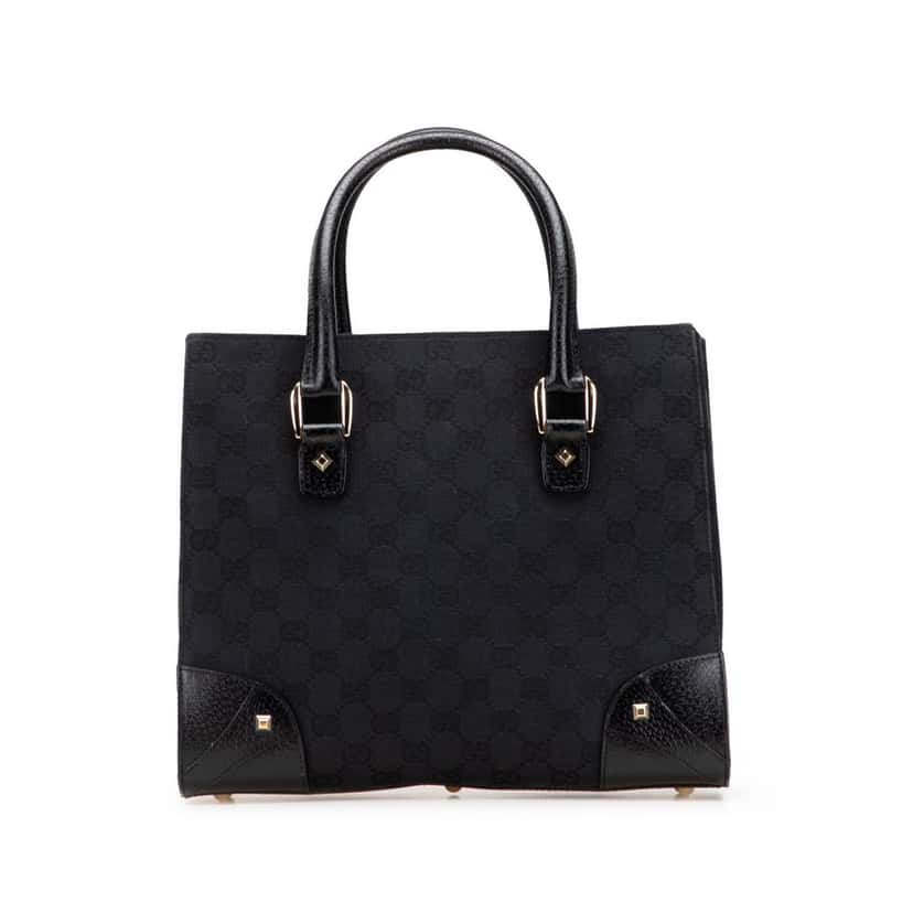 Gucci GG Canvas Nailhead Handbag Black Canvas Good condition - Front View
