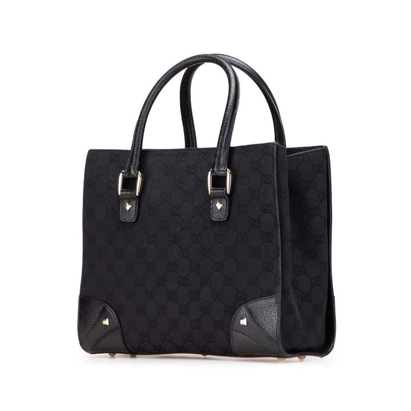 Gucci GG Canvas Nailhead Handbag Black Canvas Good condition - Back View