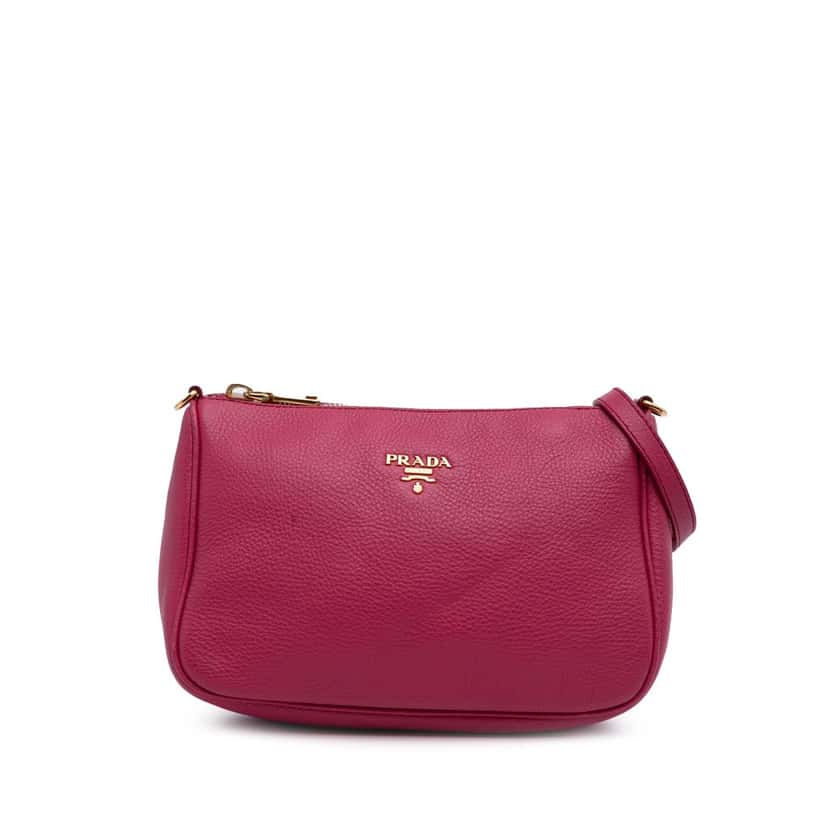 Prada Vitello Daino Shoulder Bag Pink Leather Good condition - Front View
