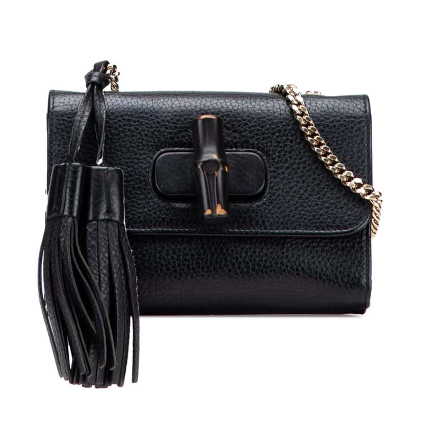 Gucci Small Leather Miss Bamboo Crossbody Black Leather Good condition - Front View