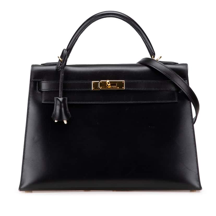 Hermès Box Calf Kelly II Sellier 32 Black Leather Good condition - Front View