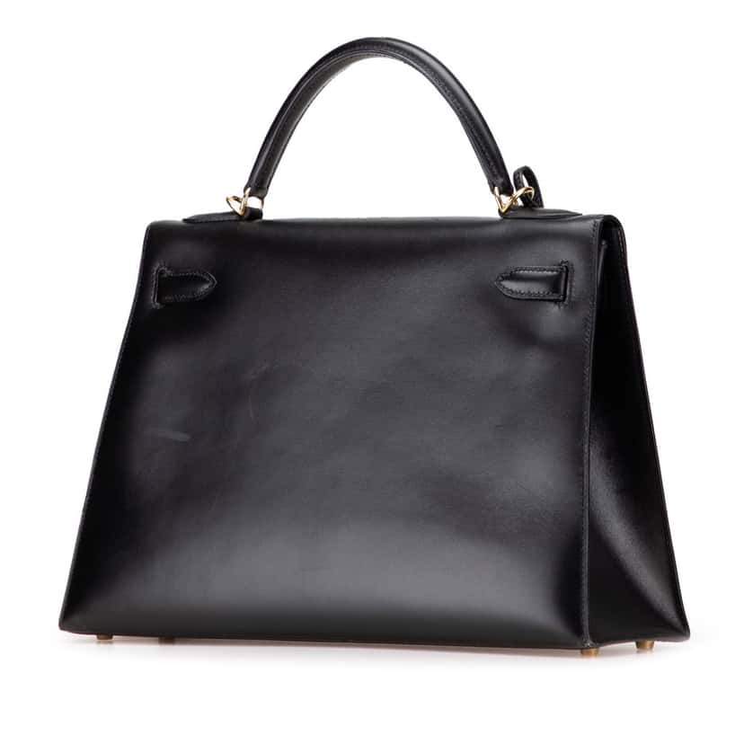 Hermès Box Calf Kelly II Sellier 32 Black Leather Good condition - Back View