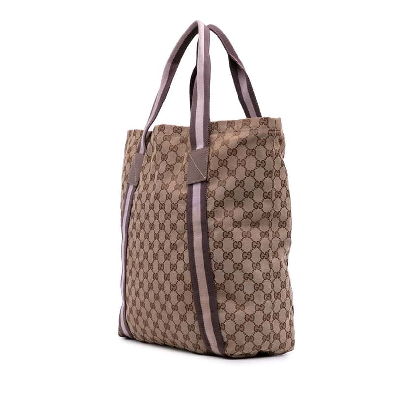 Gucci GG Canvas Web Tote Brown Canvas Good condition - Back View