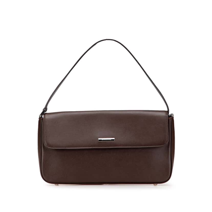 Burberry Leather Flap Shoulder Bag Brown Leather Good condition - Front View