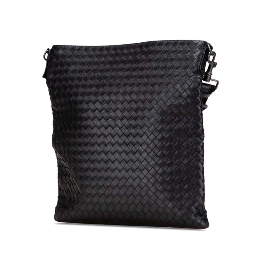 Bottega Veneta Leather Intrecciato Crossbody Black Leather Good condition - Back View