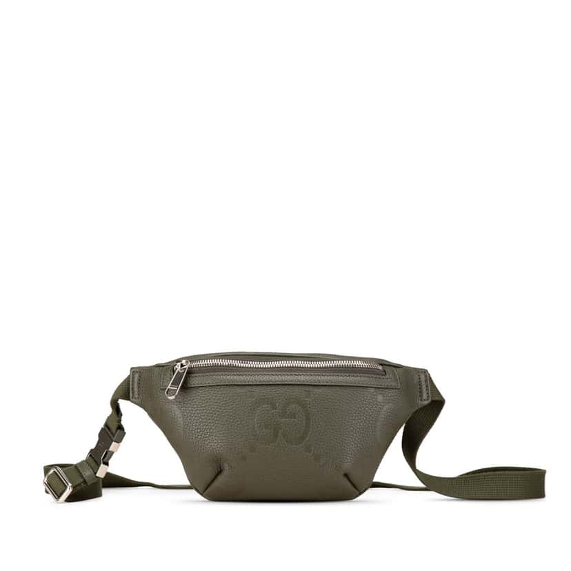 Gucci Small Leather Jumbo GG Belt Bag Green Leather Good condition - Front View