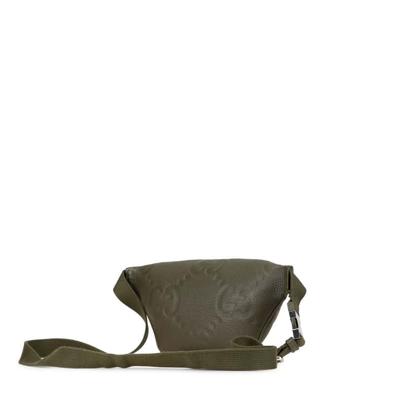 Gucci Small Leather Jumbo GG Belt Bag Green Leather Good condition - Back View