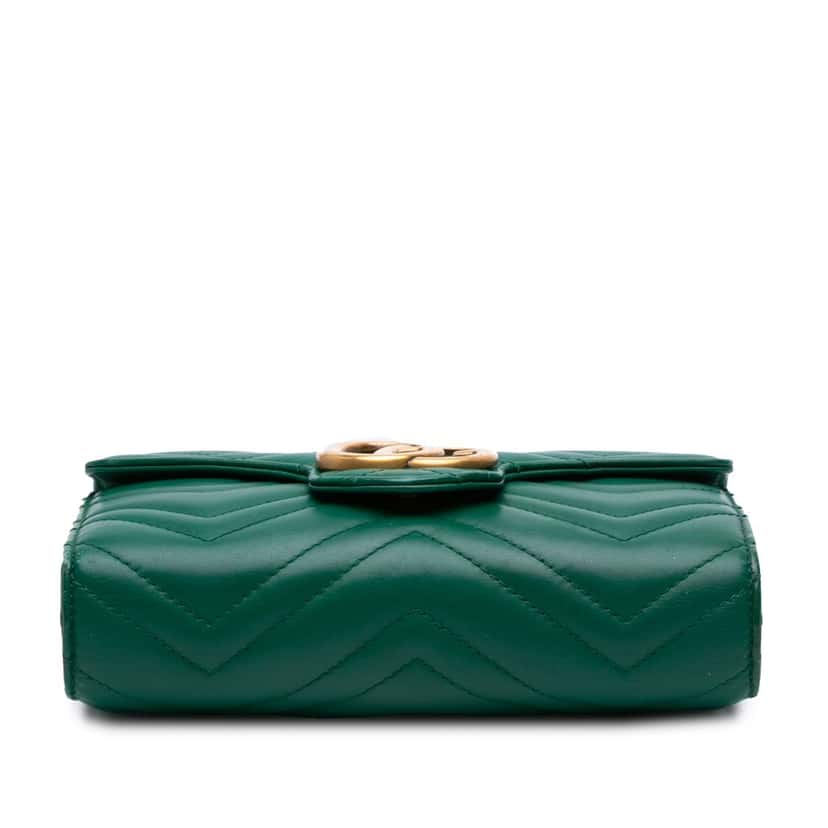 Gucci GG Marmont Matelasse Leather Wallet On Chain Green Leather Good condition - Inside View