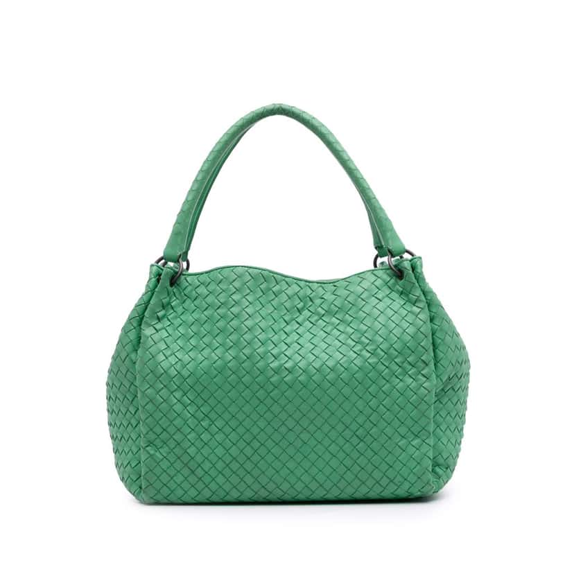 Bottega Veneta Nappa Intrecciato Parachute Tote Green Leather Good condition - Front View
