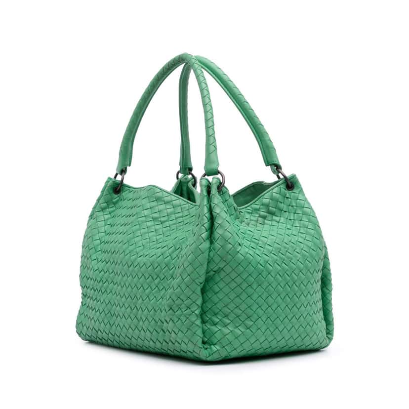 Bottega Veneta Nappa Intrecciato Parachute Tote Green Leather Good condition - Back View