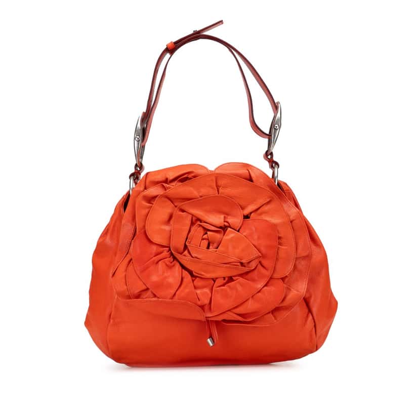 Yves Saint Laurent Leather Nadja Rose Petal Shoulder Bag Orange Leather Good condition - Front View