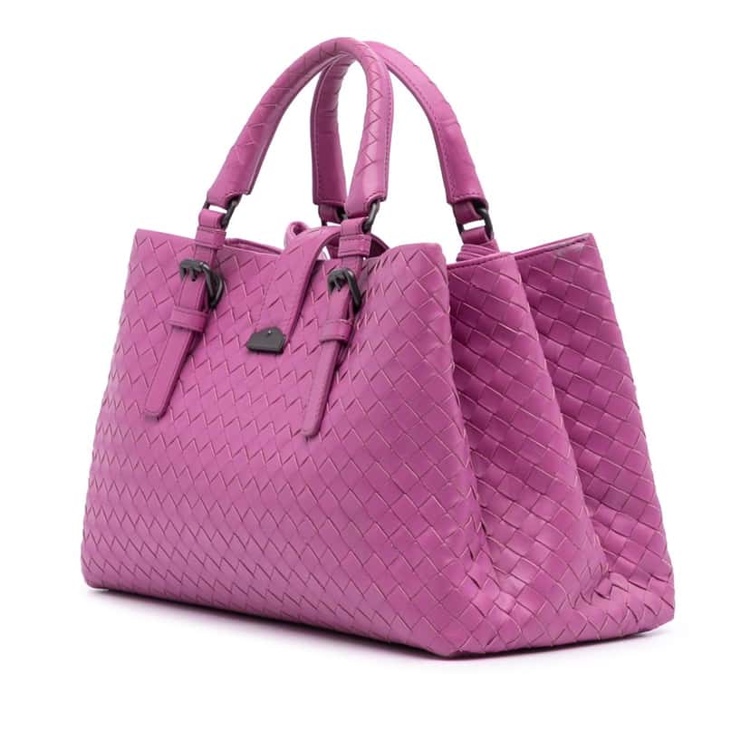 Bottega Veneta Small Nappa Intrecciato Roma Satchel Pink Leather Good condition - Back View