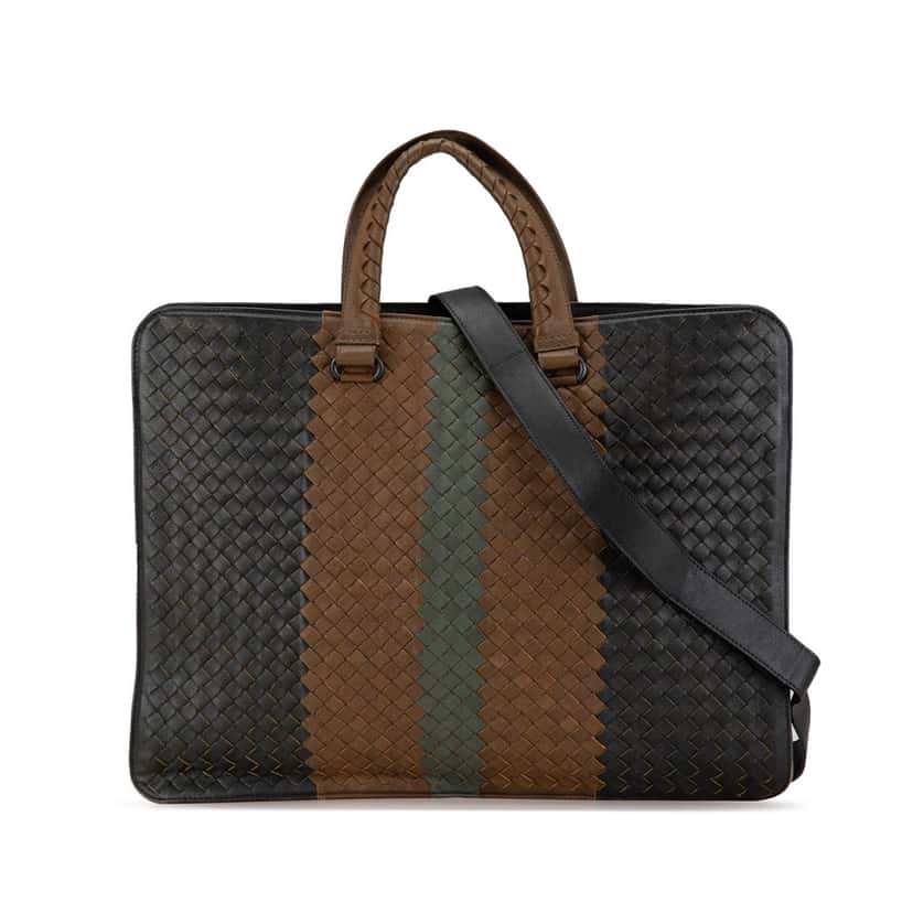 Bottega Veneta Nappa Intrecciato Club Fume Briefcase Brown Leather Good condition - Front View