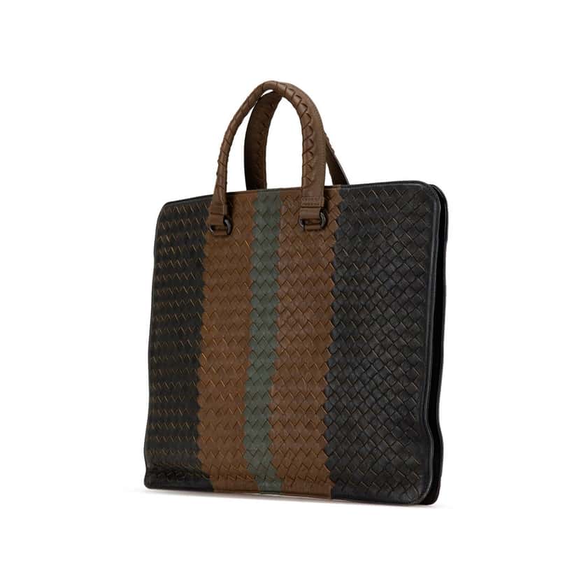 Bottega Veneta Nappa Intrecciato Club Fume Briefcase Brown Leather Good condition - Back View