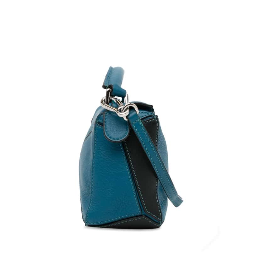 Loewe Mini Tricolor Calfskin Puzzle Satchel Blue Leather Good condition - Inside View