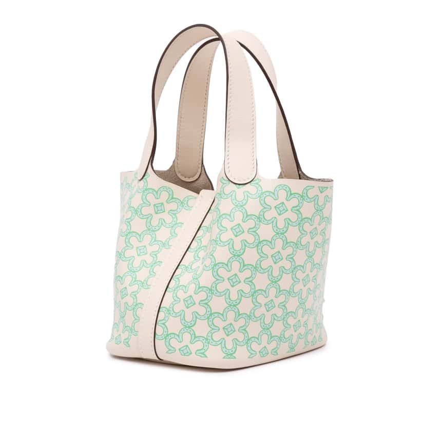 Hermès Micro Swift Lucky Daisy Picotin Lock 14 White Leather Good condition - Back View