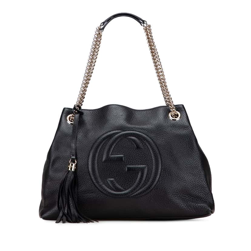 Gucci Medium Leather Soho Chain Tote Black Leather Good condition - Front View