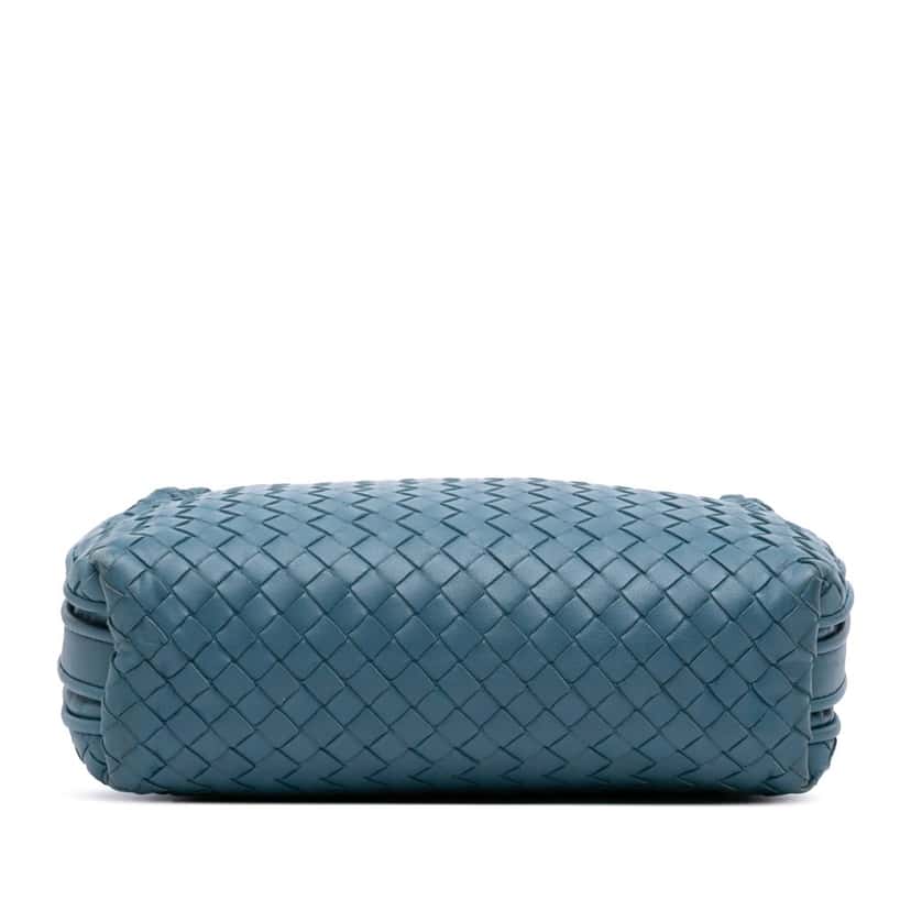 Bottega Veneta Nappa Intrecciato Nodini Double Zip Crossbody Blue Leather Good condition - Inside View
