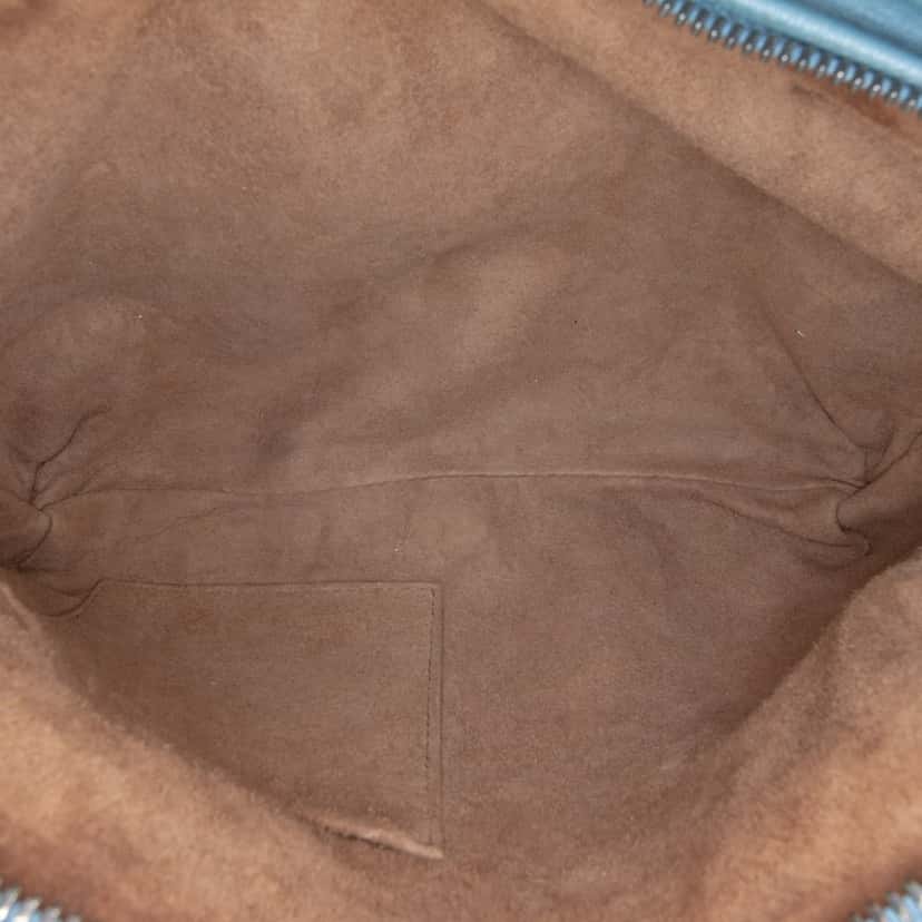 Bottega Veneta Nappa Intrecciato Nodini Double Zip Crossbody Blue Leather Good condition - Box View