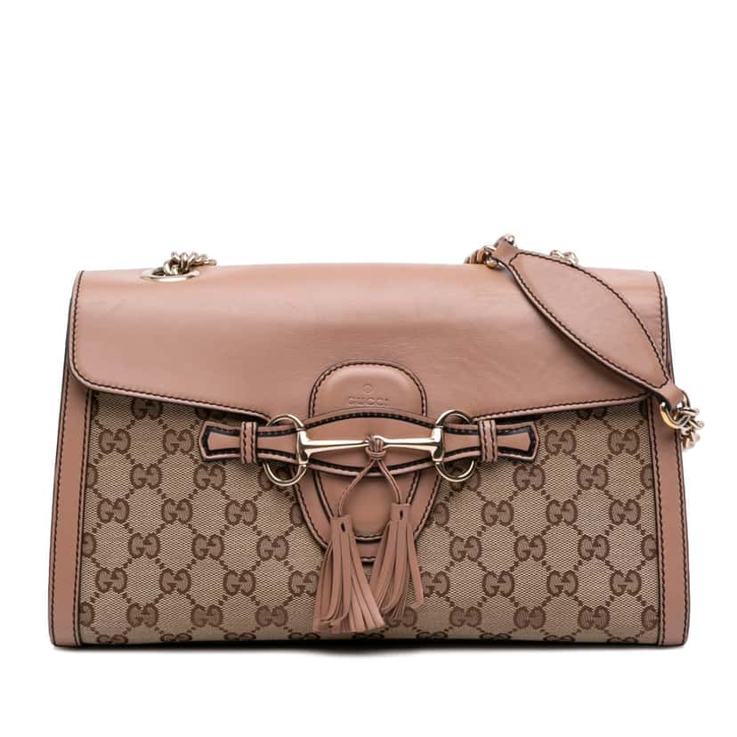 Gucci Medium GG Canvas Emily Shoulder Bag Brown Canvas Good condition - Front View