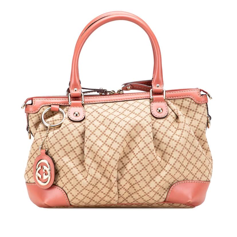 Gucci Diamante Canvas Sukey Satchel Brown Canvas Very good condition - Front View