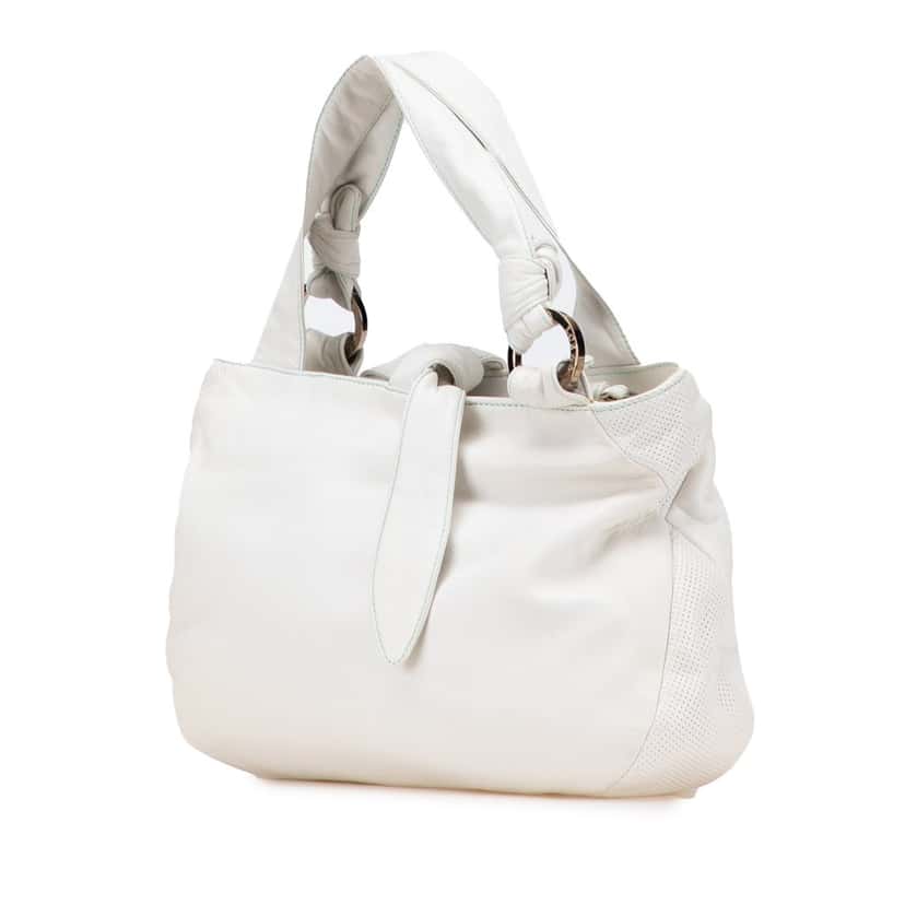 Loewe Leather Handbag White Leather Good condition - Back View