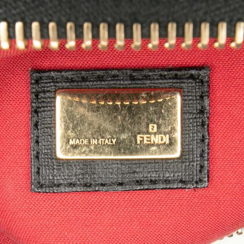 Fendi Zucchino Coated Canvas Charm Zip Crossbody Black Canvas Good condition - Box View