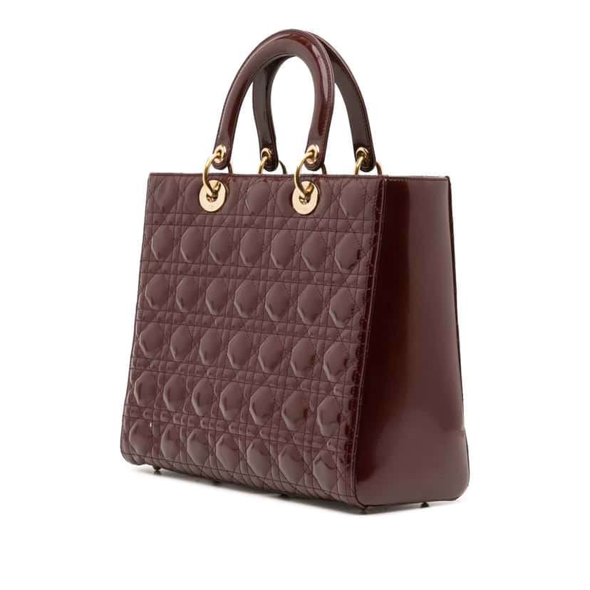 Dior Large Patent Cannage Lady Dior Red Leather Good condition - Back View