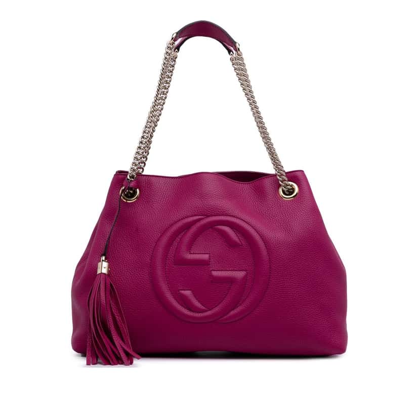 Gucci Medium Leather Soho Chain Tote Pink Leather Good condition - Front View