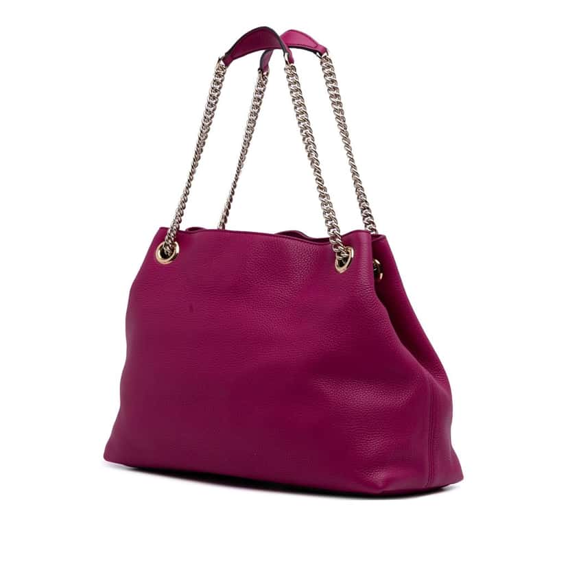 Gucci Medium Leather Soho Chain Tote Pink Leather Good condition - Back View