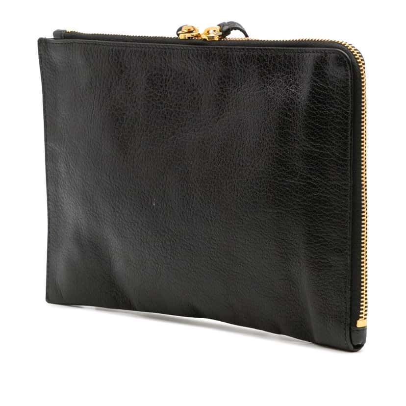 Balenciaga Chevre Motocross Metallic Edge Clutch Black Leather Good condition - Back View