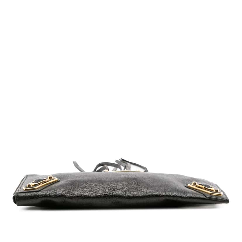 Balenciaga Chevre Motocross Metallic Edge Clutch Black Leather Good condition - Inside View