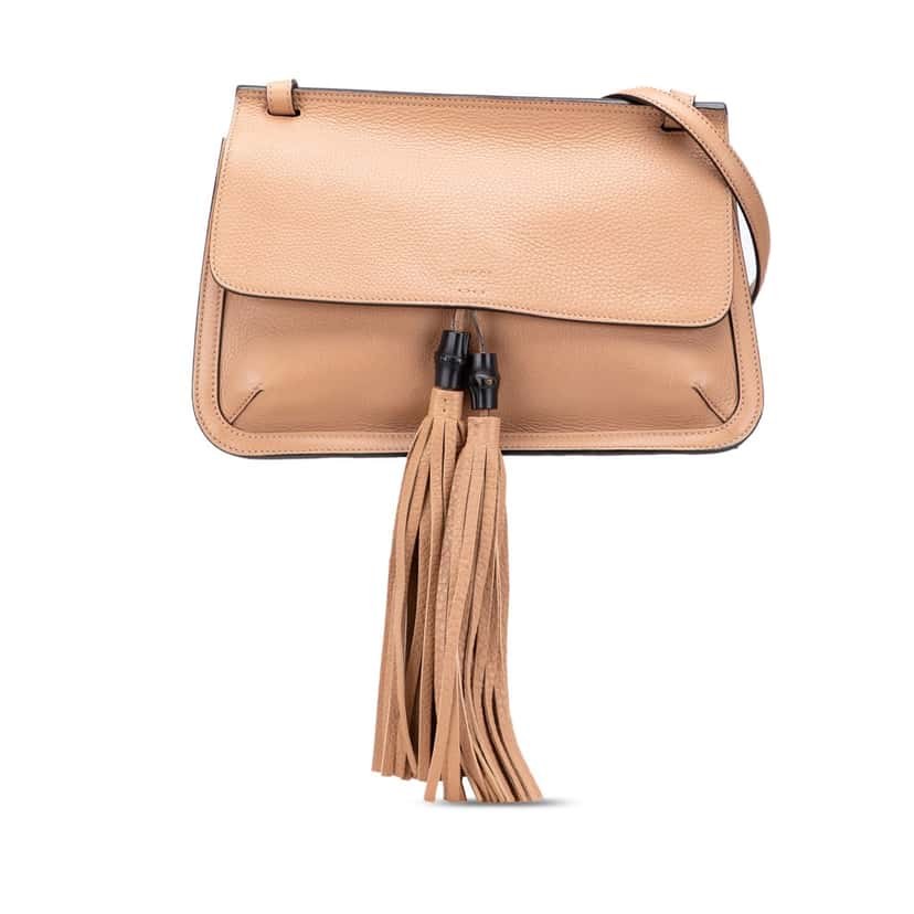 Gucci Medium Leather Bamboo Daily Crossbody Brown Leather Good condition - Front View