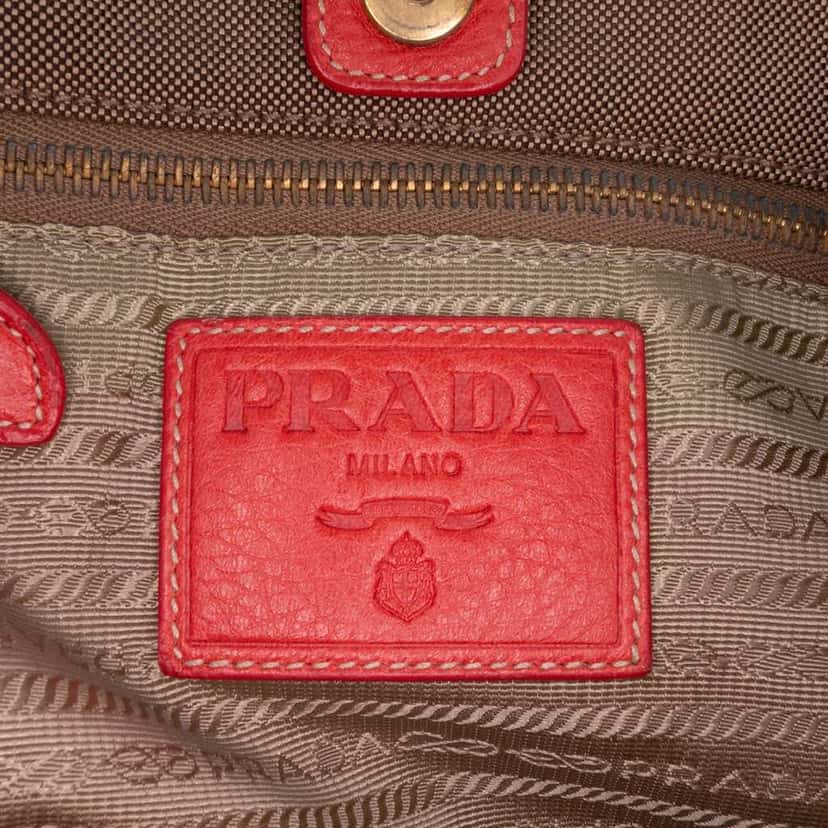 Prada Canvas Canapa Logo Bow Satchel Brown Canvas Good condition - Box View