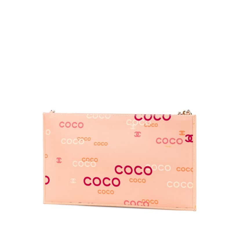 Chanel Canvas Coco Chain Pochette Pink Canvas Very good condition - Back View