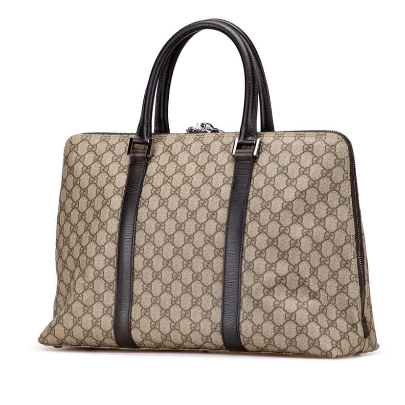 Gucci GG Supreme Business Bag Brown Canvas Good condition - Back View