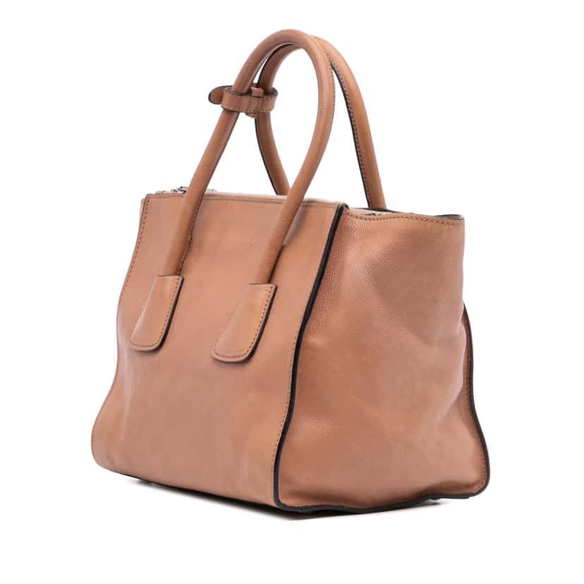 Prada Glace Calf Twin Pocket Satchel Brown Leather Good condition - Back View