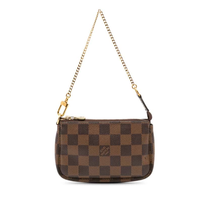 Louis Vuitton Damier Ebene Mini Pochette Accessoires Brown Canvas Good condition - Front View