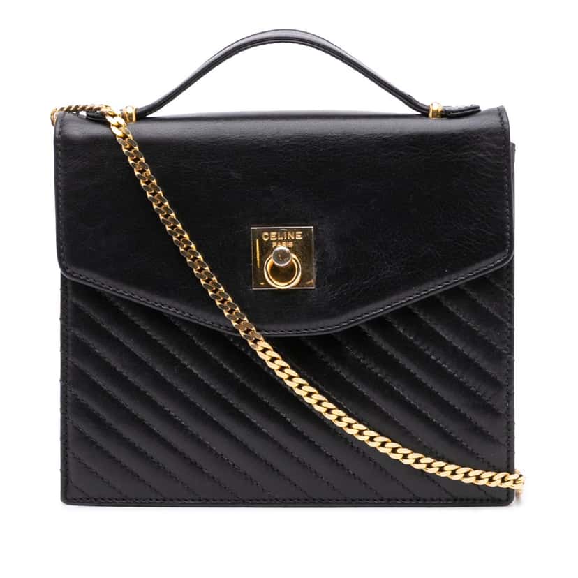 Celine Leather Satchel Black Leather Good condition - Front View