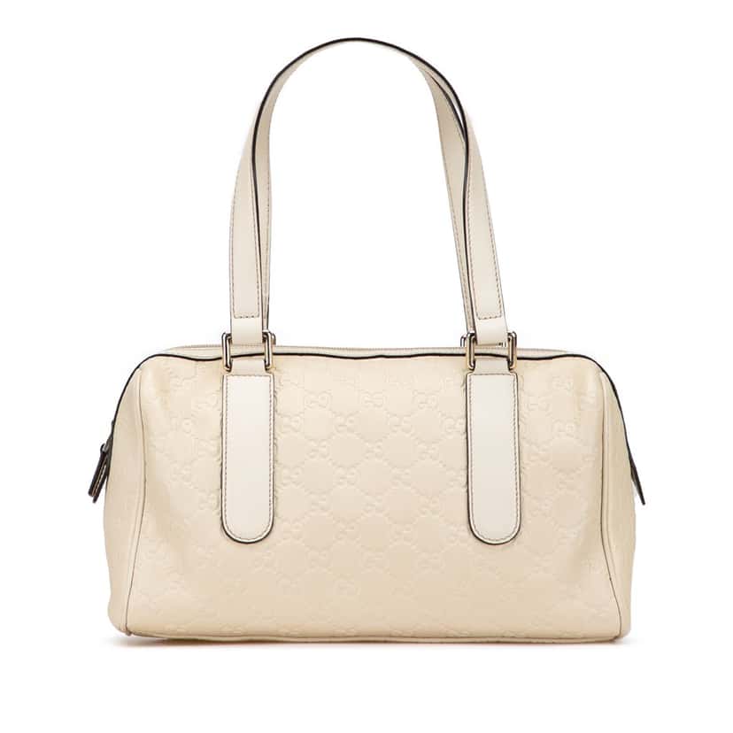 Gucci Guccissima Boston Bag White Leather Good condition - Front View