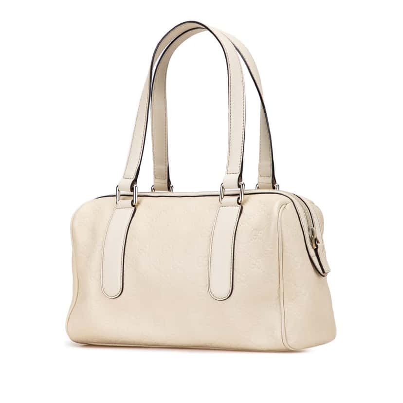Gucci Guccissima Boston Bag White Leather Good condition - Back View