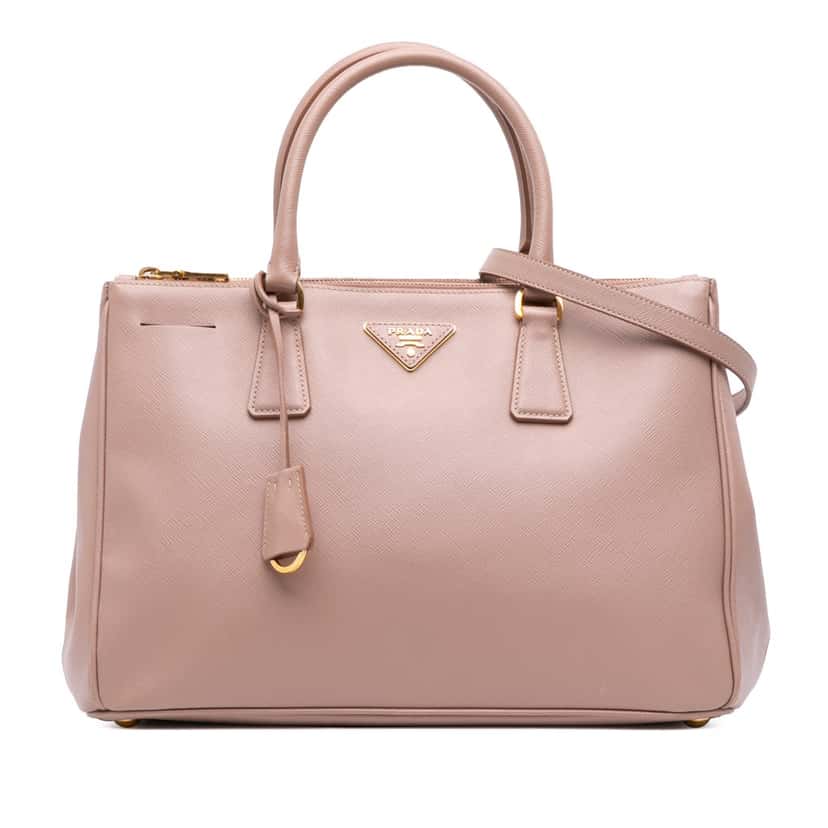 Prada Medium Saffiano Lux Galleria Double Zip Satchel Pink Leather Good condition - Front View