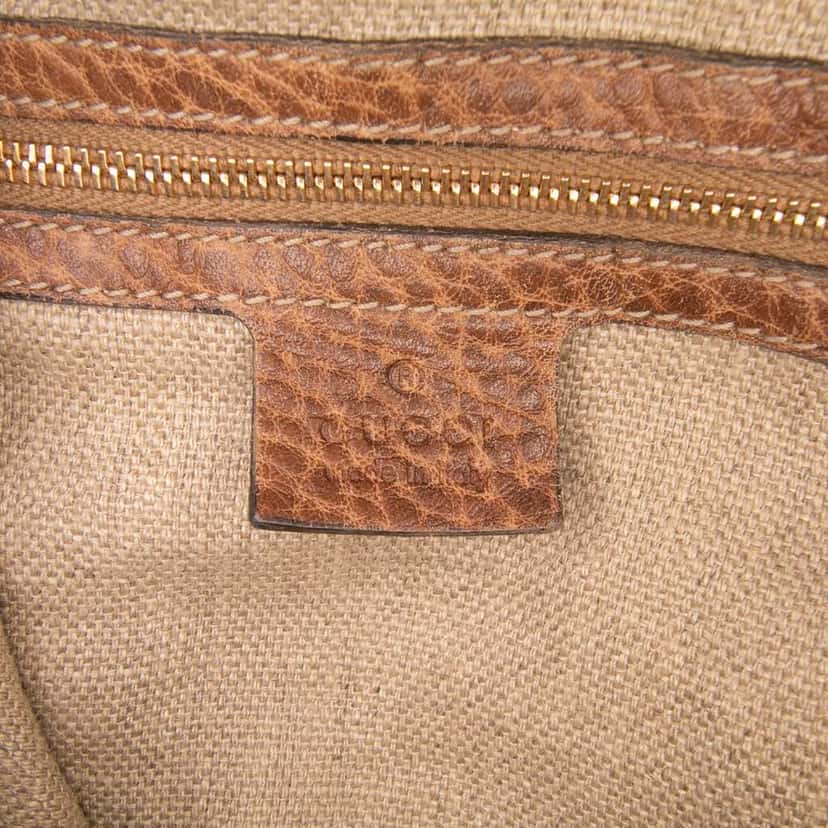 Gucci Leather Charlotte Shoulder Bag Brown Leather Good condition - Box View