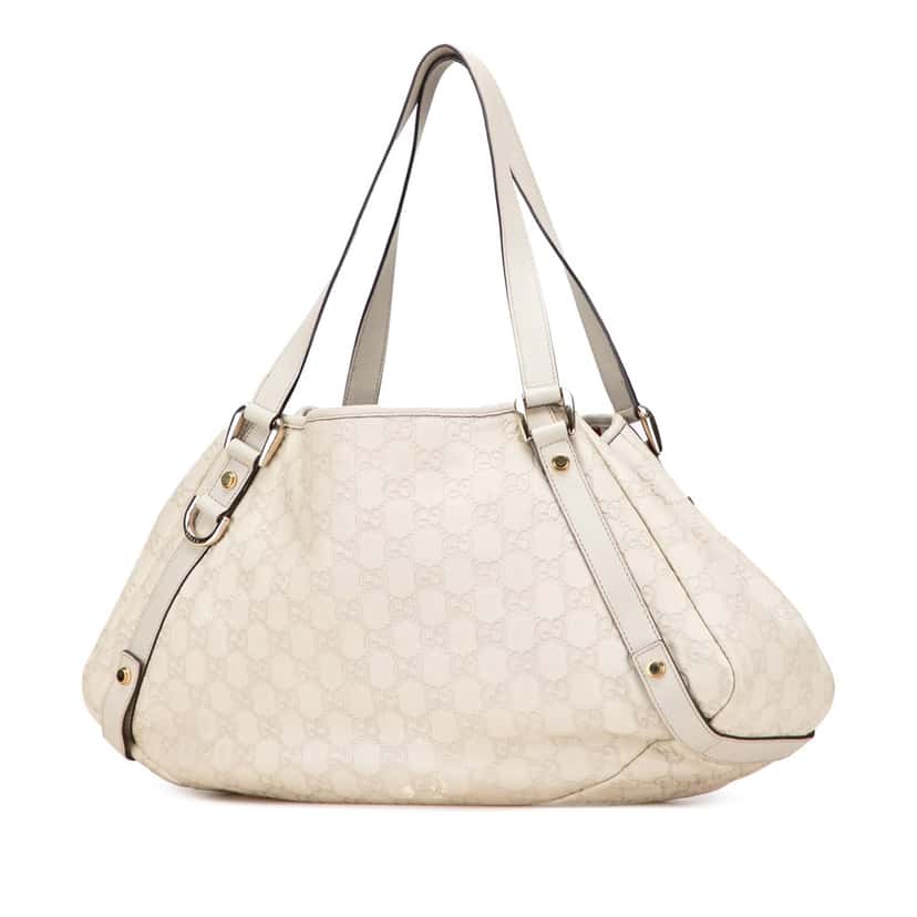 Gucci Medium Guccissima Abbey D Ring Tote White Leather Good condition - Back View