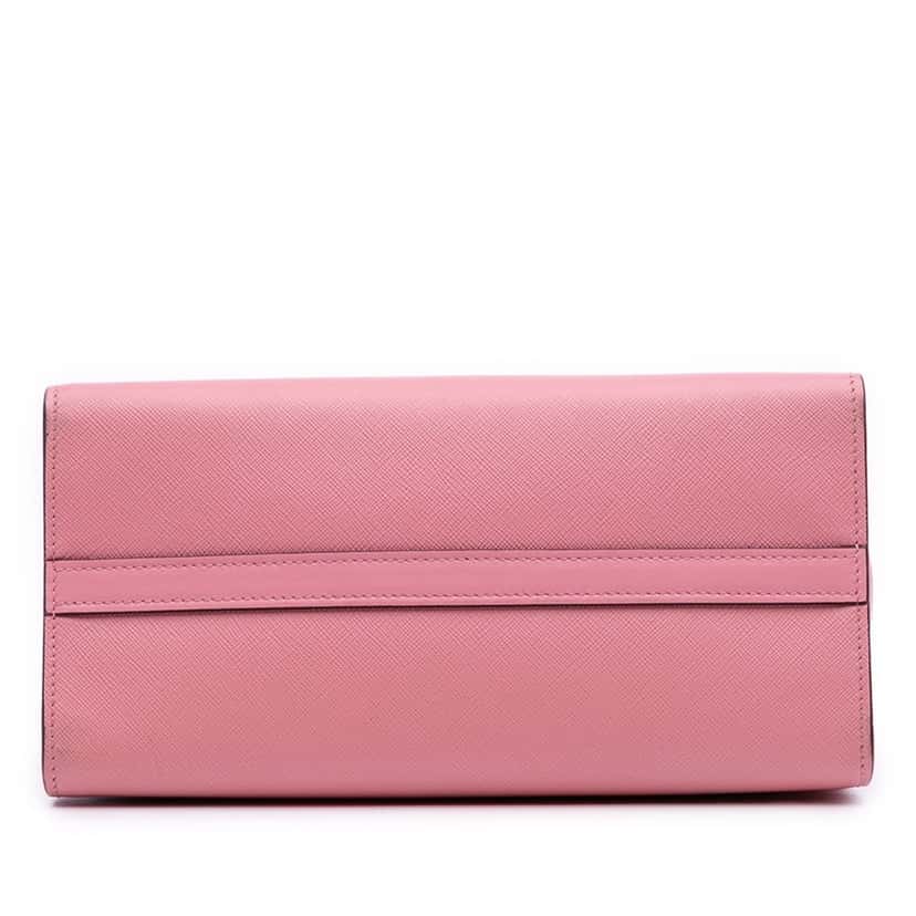 Prada City Calf Trimmed Saffiano Greche Paradigme Bag Pink Leather Good condition - Inside View