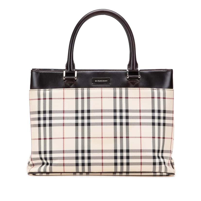 Burberry House Check Canvas Tote Brown Canvas Good condition - Front View
