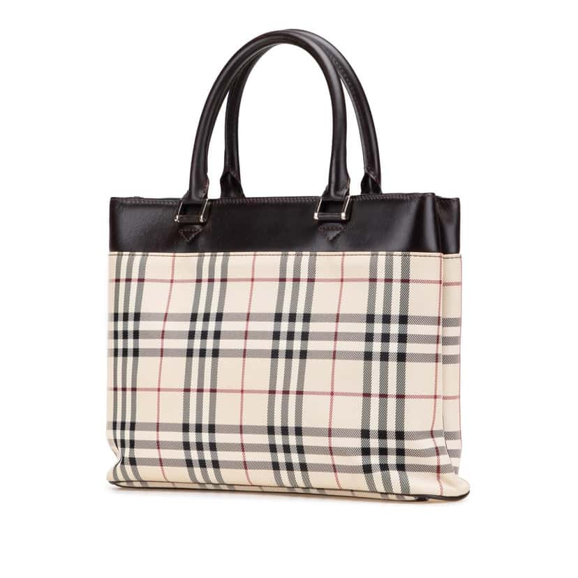 Burberry House Check Canvas Tote Brown Canvas Good condition - Back View