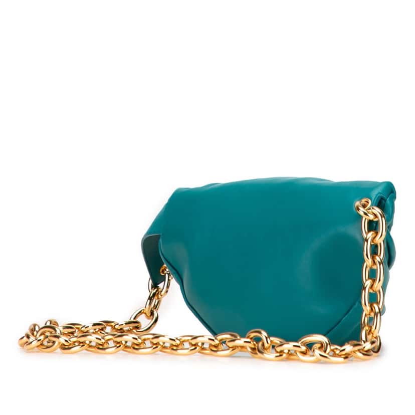Bottega Veneta Lambskin Belt Chain Pouch Blue Leather Very good condition - Back View