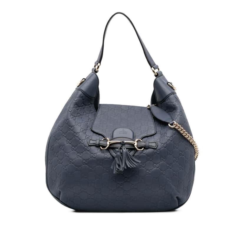 Gucci Medium Guccissima Emily Satchel Blue Leather Good condition - Front View