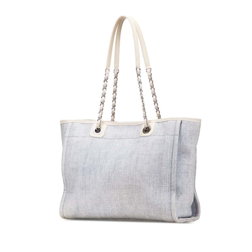 Chanel Small Denim Deauville Tote Blue Denim Good condition - Back View
